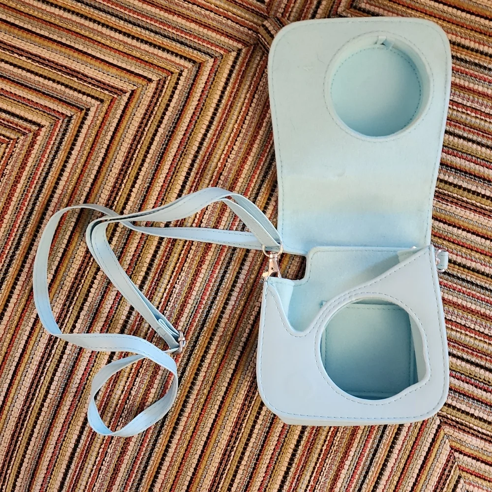 Instax Light Blue Camera Case with strap and pocket